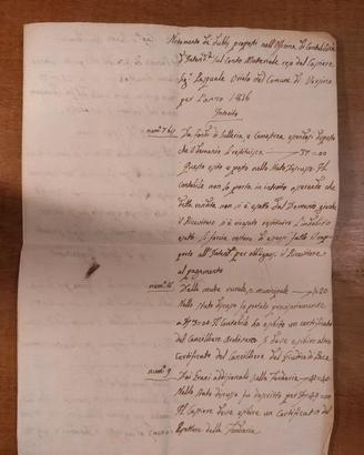 Documento contabile 1816-17 Regno di Napoli