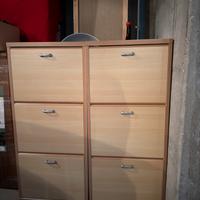 2 Scarpiere salvaspazio in legno