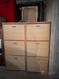 2 Scarpiere salvaspazio in legno