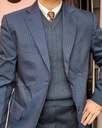 Giacca  Blu Gessato  Uomo  Angelico Lana  size 50