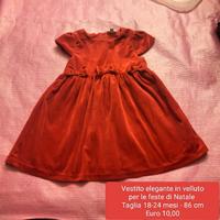 Vestito in velluto rosso Tg 18-24 mesi Euro 10,00