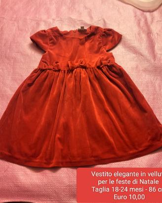 Vestito in velluto rosso Tg 18-24 mesi Euro 10,00