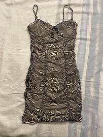 Abito aderente effetto zebra arricciato - Taglia S