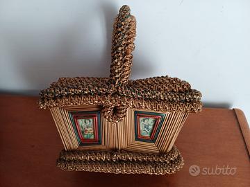 Cestino cucina paglia intrecciata con pannelli