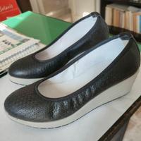 scarpe decollete con zeppa donna 38, in vera pelle