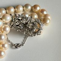 Collana perle coltivate oro bianco 18kt e diamanti