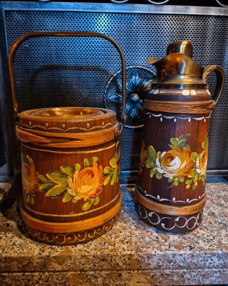 set bar vintage legno dipinto