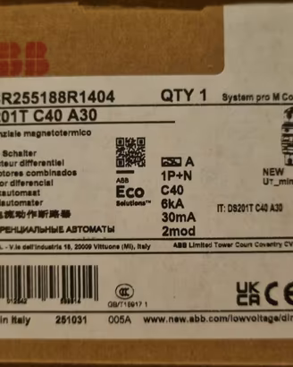 Magnetotermico Differenziale ABB DS201T C40 A30