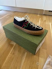Gucci Black Canvas Interlocking G Trainer sneakers