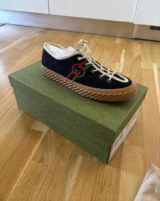 Gucci Black Canvas Interlocking G Trainer sneakers