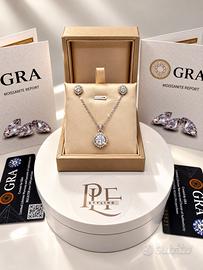 Set Collana con Orecchini Argento S925 Moissanite