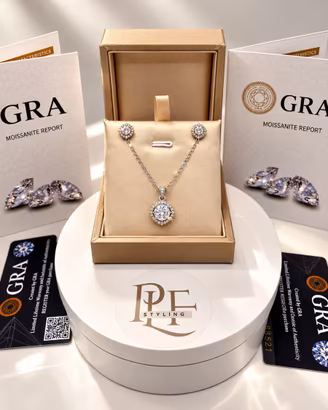 Set Collana con Orecchini Argento S925 Moissanite