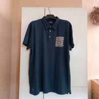 Polo Aquascutum London Casual Check UK Moda Navy 