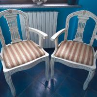sedie antiche in legno placato bianco e dorato