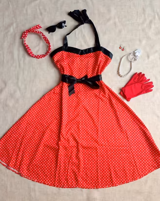 Abito pin up rockabilly '50s+vari accessori