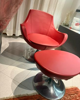 Set poltrona e Pouf ovetto art deco