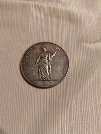 Moneta da 5 lire Governo di Lombardia 1848