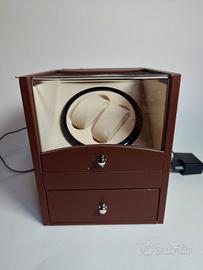 Scatola Carica Orologi Automatici in Pelle Marrone
