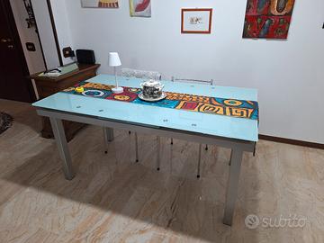 tavolo in vetro temperato satinato