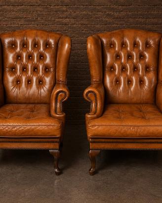 Coppia Poltrone Chester Chesterfield cuoio inglese