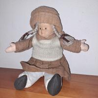 Bambola in porcellana e stoffa - Stile contadina