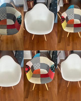 N.6 Sedie Poltrona EIFFEL in Tessuto Patchwork