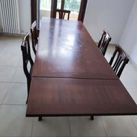Tavolo legno arte povera, allungabile, e 5 sedie