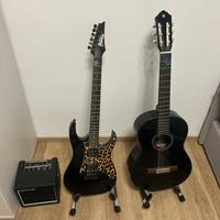chitarra elettrica ibanez e classica yamaha
