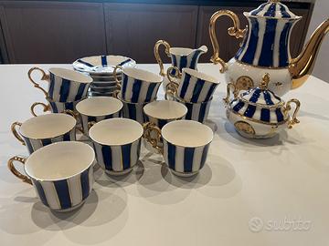 Servizio Caffè T. Limoges  porcellana blu e oro