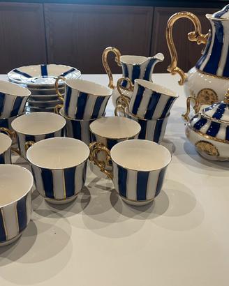 Servizio Caffè T. Limoges  porcellana blu e oro