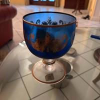 Coppa blu con oro 24 kt