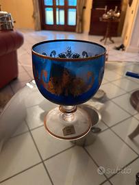 Coppa blu con oro 24 kt
