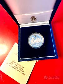 Moneta argento L 500 1989 lotta contro il cancro