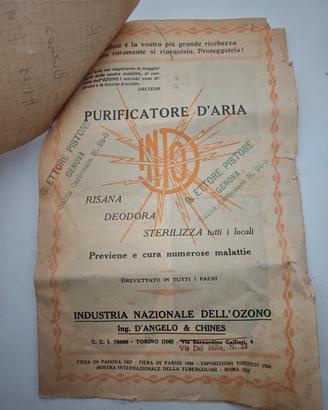Raro Depliant Pubblicitario Anni '20 Purificatore