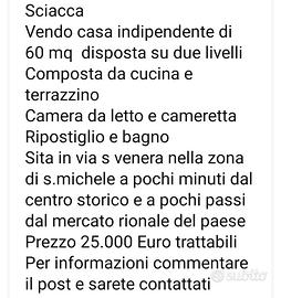 Casa indipendente a Sciacca zona s Michele