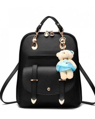 Zaino elegante con un orsacchiotto in ecopelle
