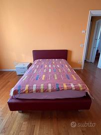 Letto una piazza e mezzo in pelle bordeaux