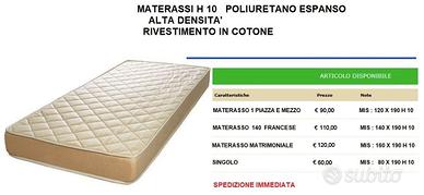MATERASSI ORTOPEDICO H 10 E H 15