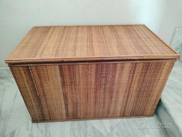 2 cassapanche in vimini naturale con contenitore