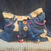 Borsa jeans e macrame
