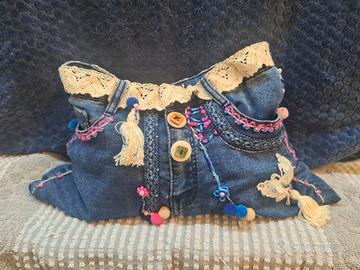 Borsa jeans e macrame