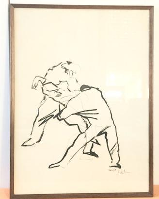 Quadro con disegno a inchiostro di Casula Tonino