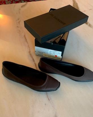 Jil sander ballerine in raso testa di moro taglia