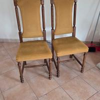 4 sedie vintage in legno e stoffa