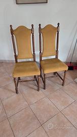 4 sedie vintage in legno e stoffa