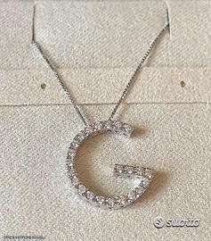 COLLANA LETTERA G IN ORO 18kt. E DIAMANTI NATURALI