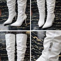 Stivali alti bianchi con tacco – overknee eleganti