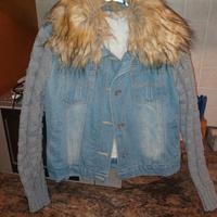 giacca di jeans con pelo