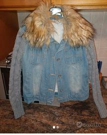 giacca di jeans con pelo