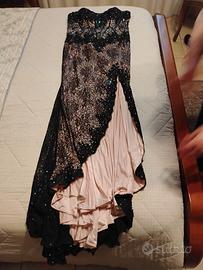 Abito per Cerimonia Di Pizzo Nero Taglia 48